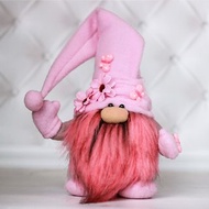Soft stuffed toy Gnome. A plush pink Gnome. Flower Gnome