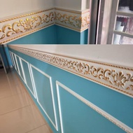 Wainscoting PVC Bercorak Emas Timbul l Wainscoting Bunga  Wainscoting l Wainscoting Korea l Wainscoting Tak Perlu Cat