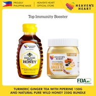 [Bundle] FDA APPROVED Natural Turmeric Ginger Tea With Piperine 150g and 250g 100% Natural Pure Wild Honey