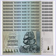 Zimbabwe 50 Million Dollars x 10 2008 UNC, World Inflation Record, Currency Banknotes