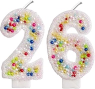 2.8" Pearl Sequin Number Candles-Many Colors 26th 62nd Birthday Gifts Birthday Decorations Birthday 