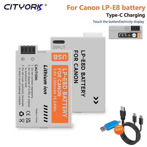 2100 mAh LP-E8 For Canon Camera Battery With USB For Canon EOS 550D 600D 650D 700D X4 X5 X6i X7i T2i