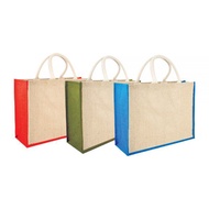 Big Jute Bag A3 Size with Color Gusset Plain Women Tote Bag Tangan Wanita Hadiah Murah Letak Name