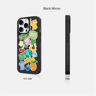 CASETiFY X WAVY STICKER DESIGN Magnetic suction Black&amp;Sliver Mirror Casing Apple IPhone 15 14 13 12 Pro Max Hard Back Case With Box Carving logo