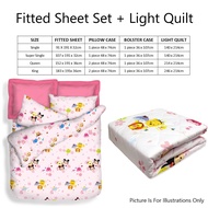 Disney Tsum Tsum Fitted Sheet Set / Disney Tsum Tsum Summer Light Quilt, 900 Thread Count Microluxe, Petite Sakura