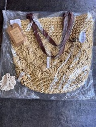 Soulberry Woven Tote Bag with Leather Straps