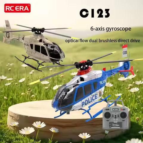 C123 6CH RC Helicopter EC135 Double Brushless Direct Drive Single Paddle Aileron Free Helicopter mod
