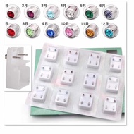 Red Label 10pairs 3MM silver Plated 18K Jewelry Stainless Crystal Stud Earrings(Assorted Color)