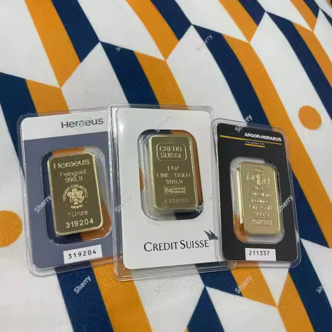 Gold Plated Copper Bar 1oz/2.5g-100g Sealed Non-Magnetic Replica Bullion Ingots Commemorative Collec