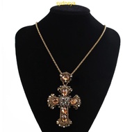 Vintage Cross Pendant Necklace for Women Goth Accessories Gothic Long Chain