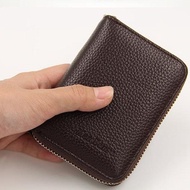 Authentic PU Leather Men's Wallet Credit Card Holder Blocked Zipper Pocket Men's Bag Multi Card Fashion Black Zipper Wallet