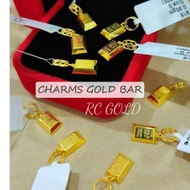 CHARM GOLD BAR 999.9 FINE GOLD EMAS TULEN 916 CHARMS PANDORA GOLD 916 MINI GOLD BAR PENDANT 916