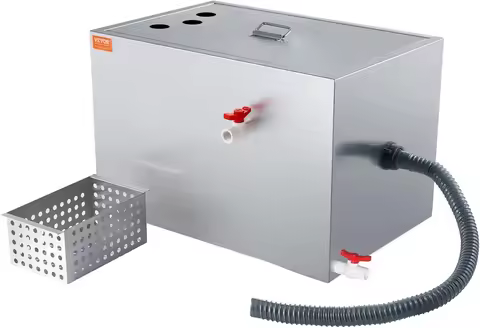 Commercial Grease Trap, 40 LBS Grease Interceptor, Top Inlet Interceptor, Under Sink Stainless Steel