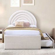 LUXE: ARIELLE Single Pull-Out Bed Frame | Katil Tarik | Trundle Day Bed | Katil Modular | Velvet Bed