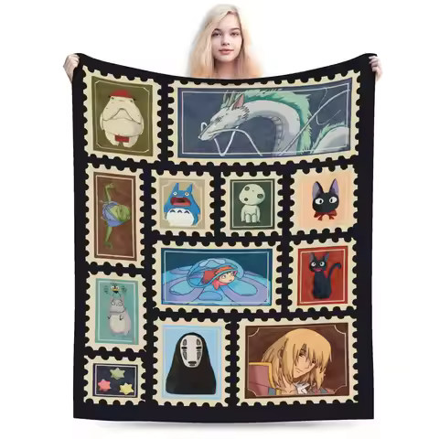 Susuwatari Soot Sprites M-Mononoked Blankets Fleece All Season Aways Princessed Super Warm Throw Bla