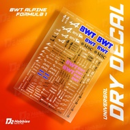 BWT Alpine Universal Sticker dry decal D2 Hobbies model kit, mini 4wd, diecast, RC, tamiya. Not a wa