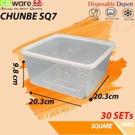 CHUNBE Square Container SQ7 3000ml Disposable Plastic Container 30pcs Bekas Makanan Persegi Beaks Ku