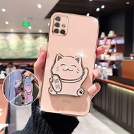 Shockproof Phone Case for Samsung Galaxy A51 A71 4G A42 M42 A35 5G A31 M51 Cute 3D Wealth Cat Stand 