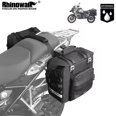 Rhinowalk Motorcycle Side Bag Waterproof 25L- 32L Expandable Quick Release 3D Cube Motor Saddlebag T