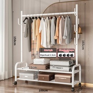 LG Rak baju gantung besi Rak gantungan baju berdiri Stand hanger display butik bazar Hitam/Putih