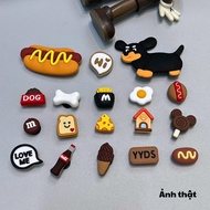 Bộ 18 Sticker Charm 3D nhựa dẻo chủ đề Chó Xúc Xích Mayto gắn Dép Cross Dép Sục Cá Sấu JB-295