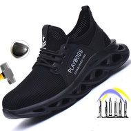 Plus Size 36-48 Work Shoes Breathable Non-slip Safety Shoes for Men's Steel Toe Cap Anti-smash Shoes