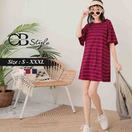 OB DESIGN ★ OBDESIGN ★ ORANGEBEAR ★ STRIPED COTTON TUNIC DRESS ★ 3 COLORS ★ S-XXXL SIZE ★ PLUS SIZE