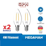 ( BUNDLE OF 2 ) Megaman LED-Fila Candle Bulb 4W E14 2700K Energy Saving Bulb For Your Home Lighting