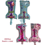 1st Number Foil Balloon Blue Pink BoyGirl 1st Birthday