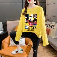 [TSHIRTWOMEN] Baju T Shirt Perempuan Lengan Panjang Plus Size Long Sleeve T-shirt Mickey Mouse Blouse Clothes