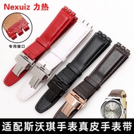 Tabby Cow Leather Watch Strap Adaptation Swatch YIS415/414 Swatch Watch Strap 17 19mm Folding Clasps