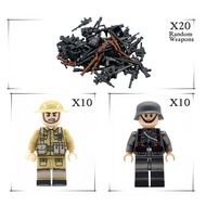 【Local Stock】 WWII GERMAN v BRITISH Soldiers + Weapons Mini Figures WW2 Military Set Fit Lego Toy Fo