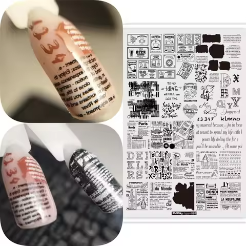 Newspaper Splice Theme Printed Steel Plate Nicole Diary Stamping Plates Letter Number Inscription Pr