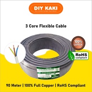 [100% Pure Copper] 3 Core Flexible Cable | Flexible Wire | 70/076 / 40/076 / 40/016 x 3C | 90 Meters