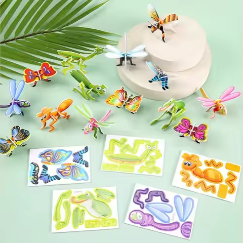 25PCS Funny Insect Paper Jigsaw Puzzles Educational Toys For Kids Birthday Party Favors Giveaway Sch