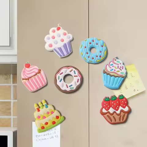 Cartoon Small Refrigerator Magnet Cute Cake 3D Fridge Soft Magnet Sticker Mini Cute Cake Ice Cream D