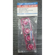 Tamiya 4WD Mini Racer GUP Low-Profile Tire & Wheel Set (Pink Plated)