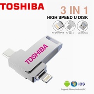 แฟลชไดร์ฟ USB3.0โตชิบา512GB 1TB Type-C สำหรับ iPhone iPad/Lightning IOS Usb Stick Pendrive อุปกรณ์เก็บข้อมูลหน่วยความจำ