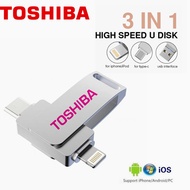 แฟลชไดร์ฟ USB3.0โตชิบา512GB 1TB Type-C สำหรับ iPhone iPad/Lightning IOS Usb Stick Pendrive อุปกรณ์เก