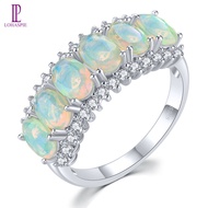 Lohaspie Jewelry Nhẫn bạc 18 carat chính hãng 925 Nhẫn Opal tự nhiên nguyên bản Nhẫn đá quý thật Nhẫ