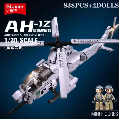 482PCS Air Force AH1Z Aircraft Plane Helicopter Building Blocks Military War Series Model Bricks Wit