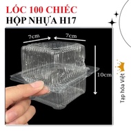 [BABY SQUARE H17 BOX] Lot of 100 Square Plastic Cake Boxes - Code H17, disposable plastic box