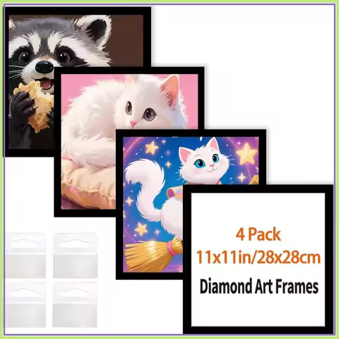 12x12 Diamond Art Frame, 30x30cm Magnetic Self-Adhesive, for 10x10 Picture, Wall Window Door - Black