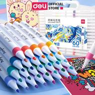 Bút Màu Acrylic Marker 12/24/36/48/60 Màu Cao Cấp Deli HM108 Màu Sắc Tươi Sáng