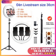 Livestream Light size 36 cm + Foot 2m1 + 3 Phone Clips, Support Taking Makeup Photography In Many Br