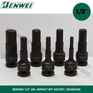 BENWEI 1/2'' DR. IMPACT BIT SOCKET, HEXAGON / H4 H5 H6 H7 H8 H9 H10 H11 H12 H13 H14 H15 H16 H17 H18 