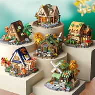 Lego Forest Cabin Building House Street View Building Blocks Handmade Windmill Tree House Children's