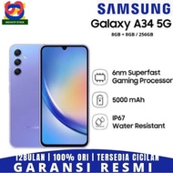 hp baru samsung galaxy a34 5g 8/128 - 8/256gb a345g grs resmi 100%ori - a348/256lavende +full aksesoris