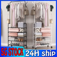 【SG】 5 Layers Multifunctional Storage Shoe Rack Dormitory Clothes Rack Bedroom Storage Rack With Rollers
