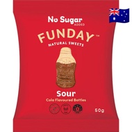 Funday Natural Sweets Sour Cola Bottles No Sugar Candy 50g imported from Australia 🇦🇺